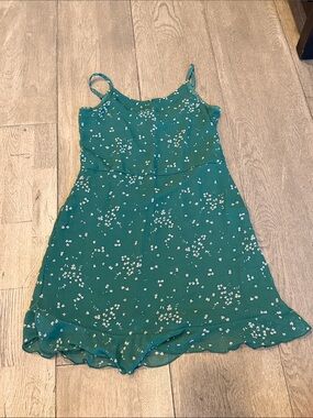 abercrombie kids Green Floral Spaghetti-Strap Dress